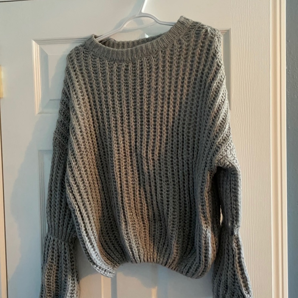 Oversized Chunky Knit Bell-Sleeve Sweater